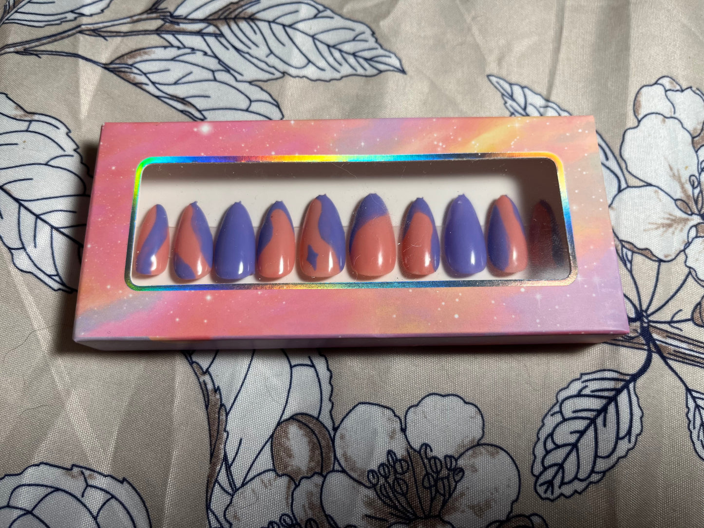 Pink and Purple Press On Nails