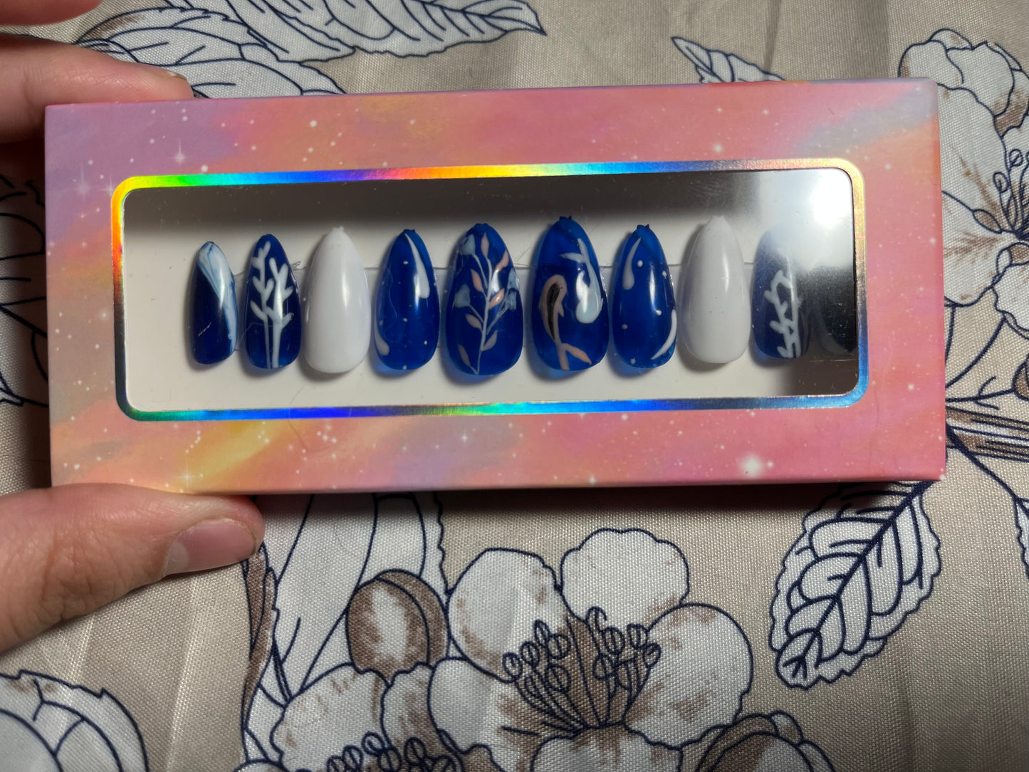 Blue Koi Press On Nails