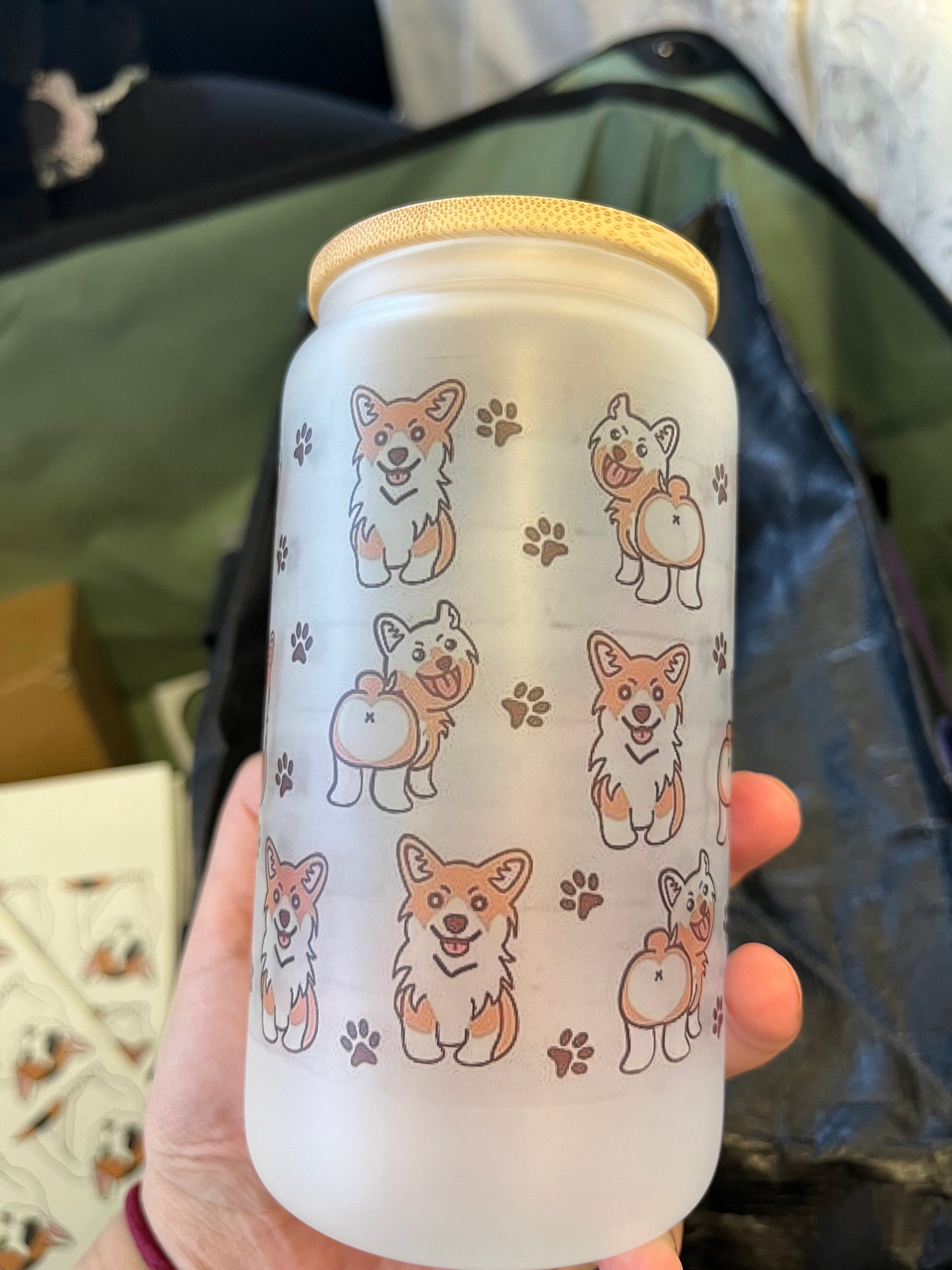 Corgi Printed Glass Cup