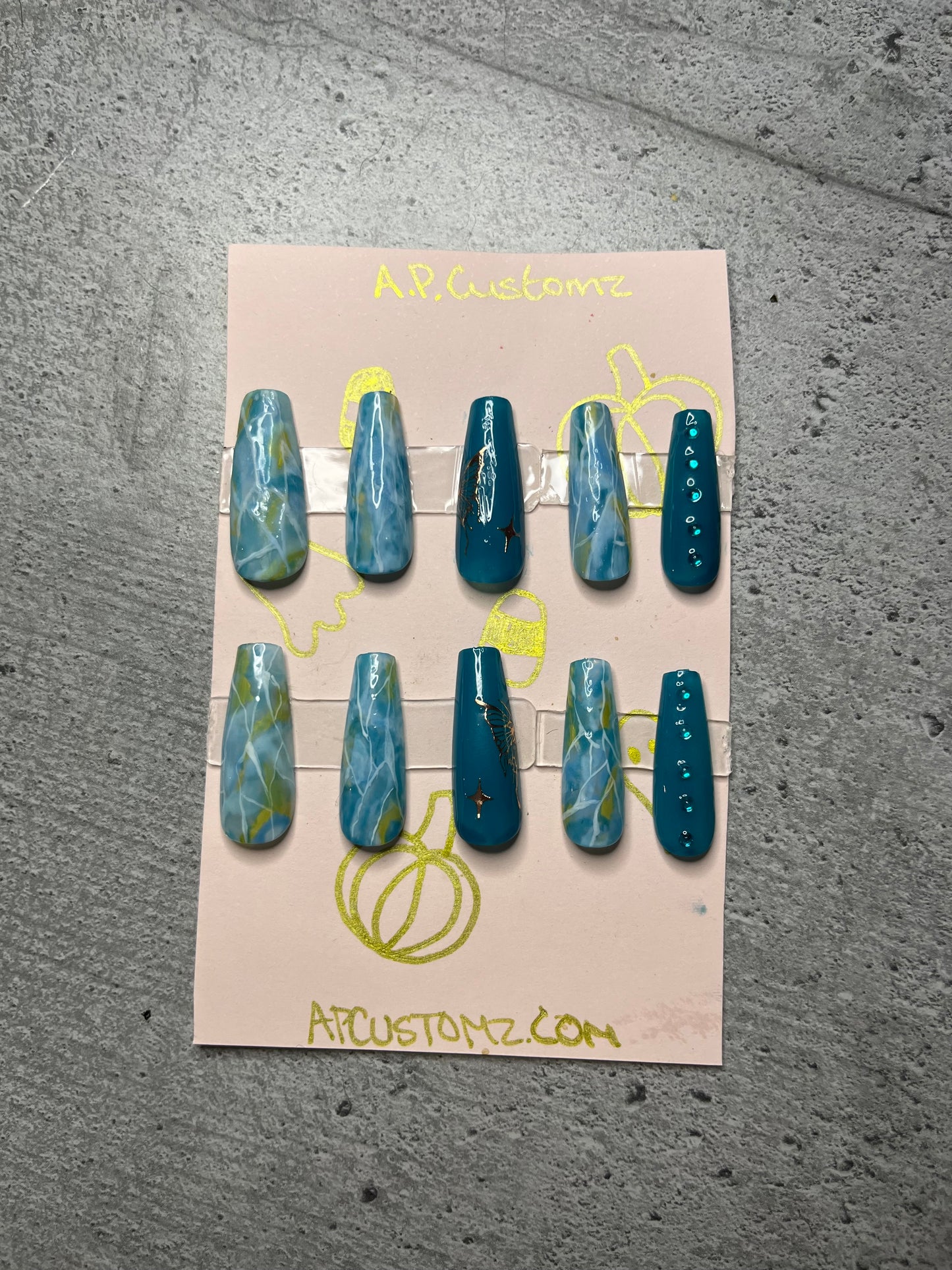 Blue Marble Press On Nails