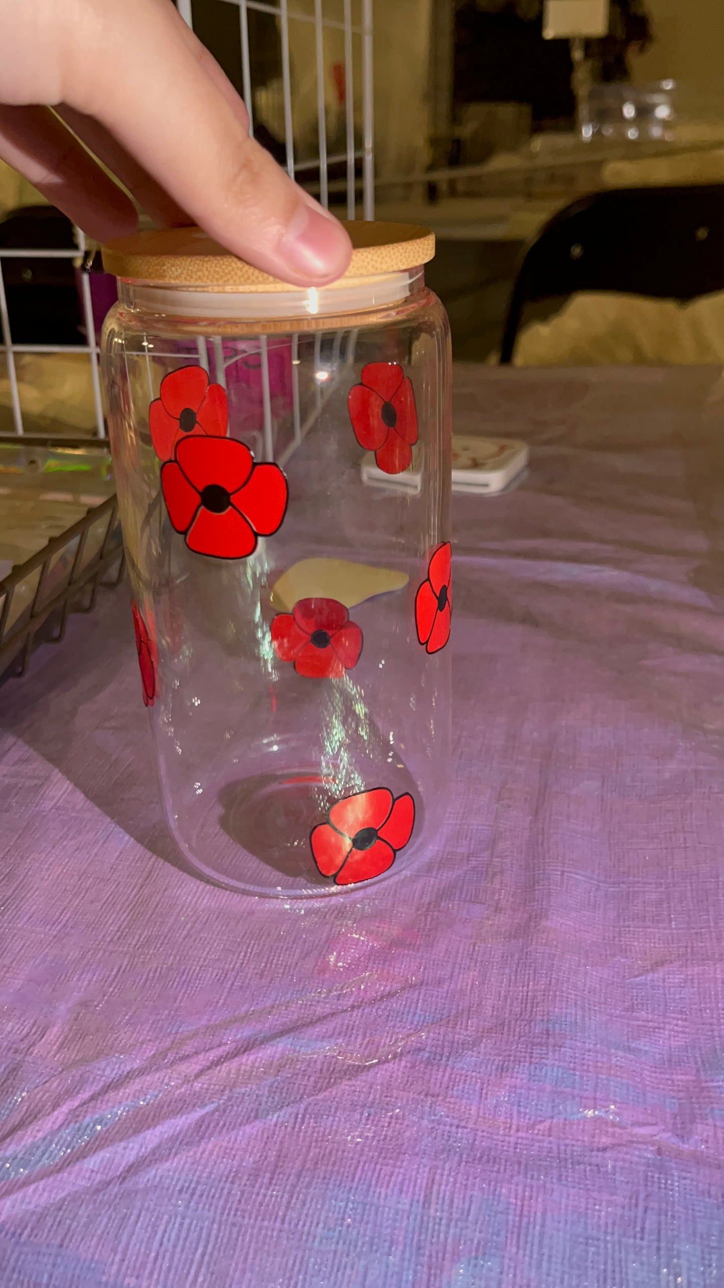 Poppy Vinyl Glass Cup