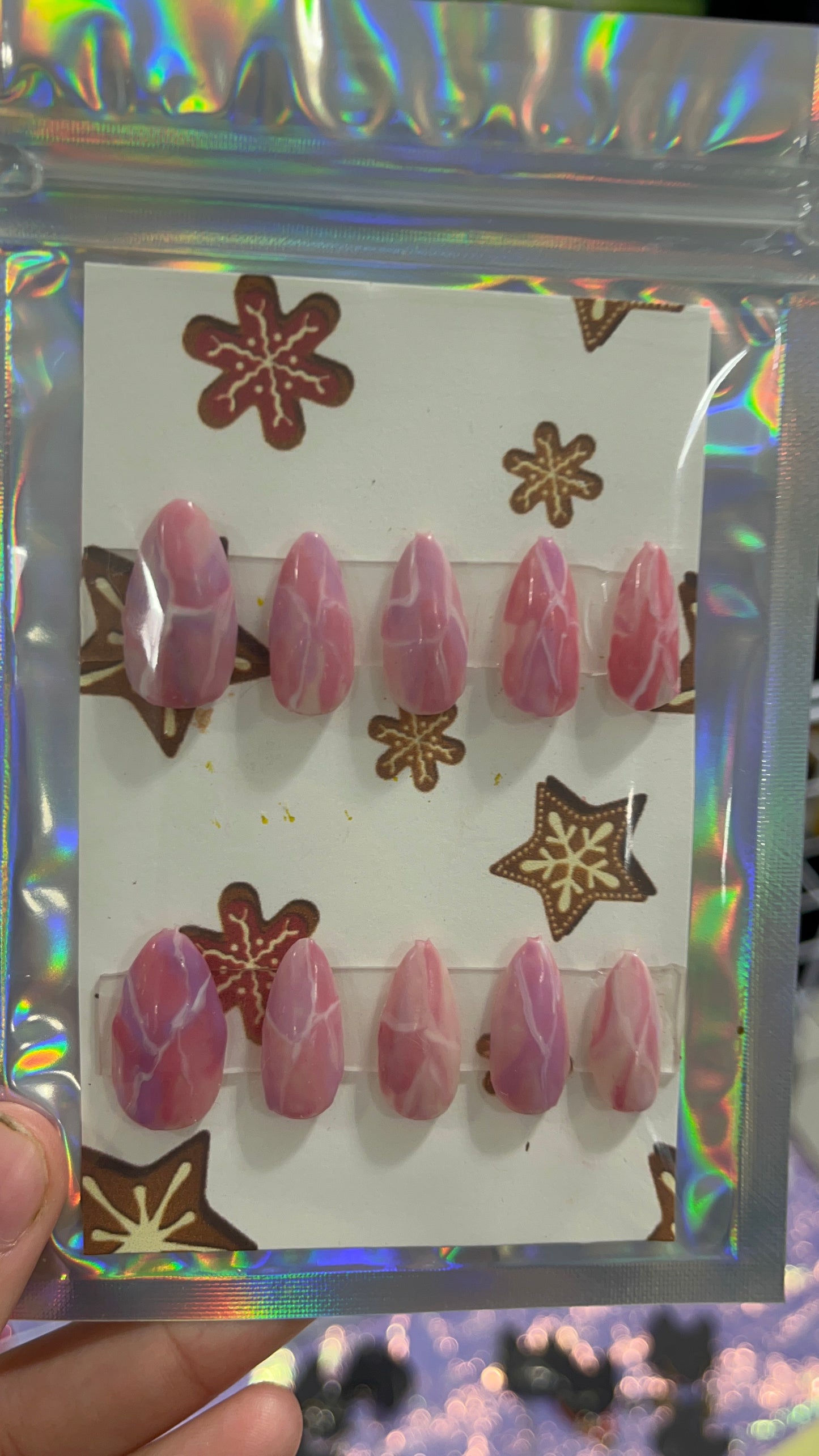 Pink Marble Press On Nails