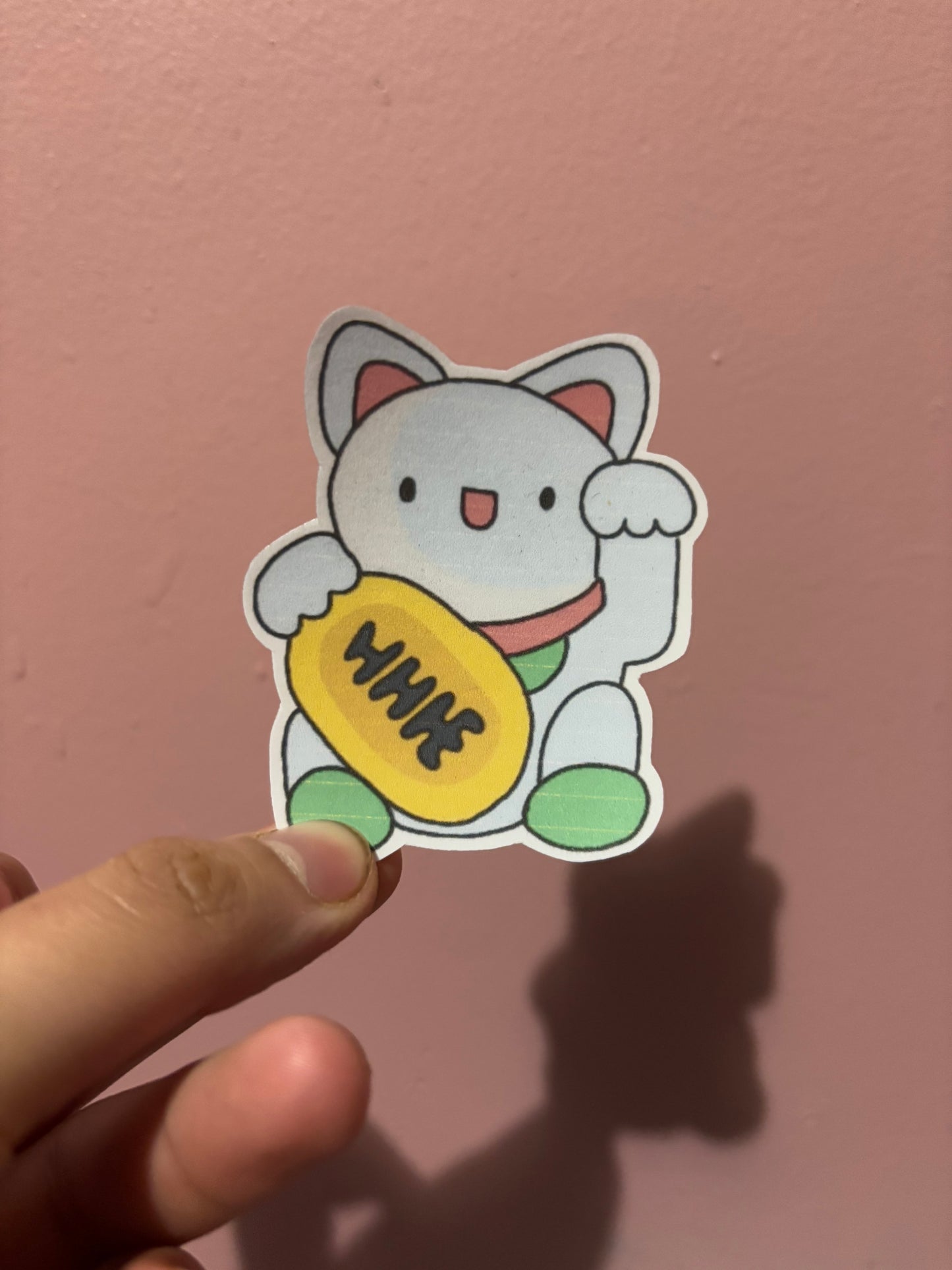 White Lucky Cat Sticker