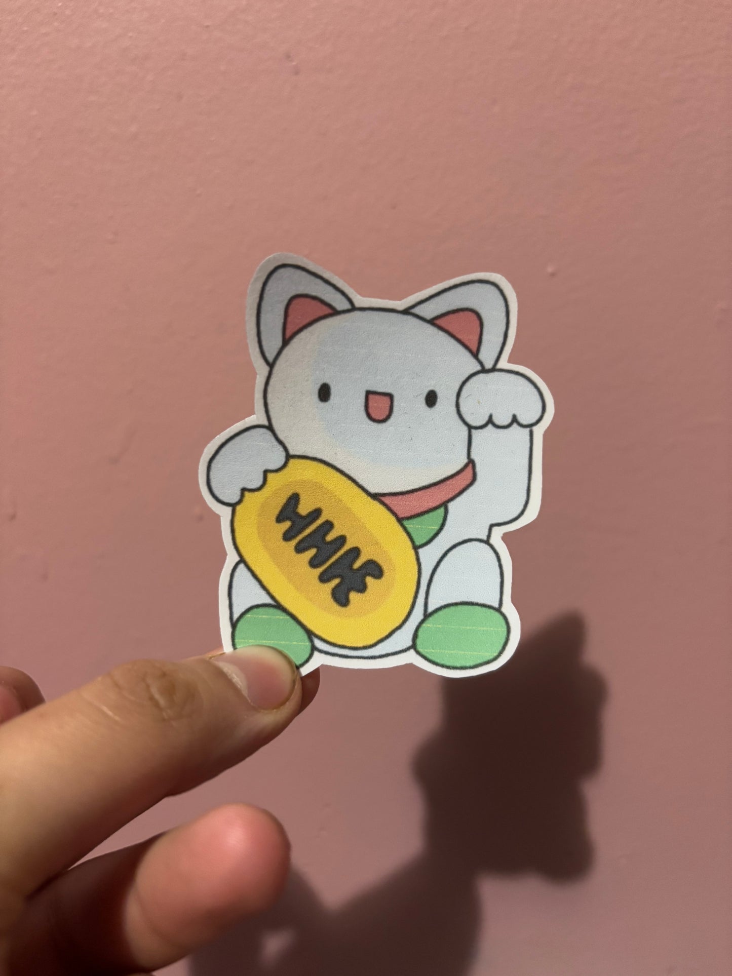 White Lucky Cat Sticker