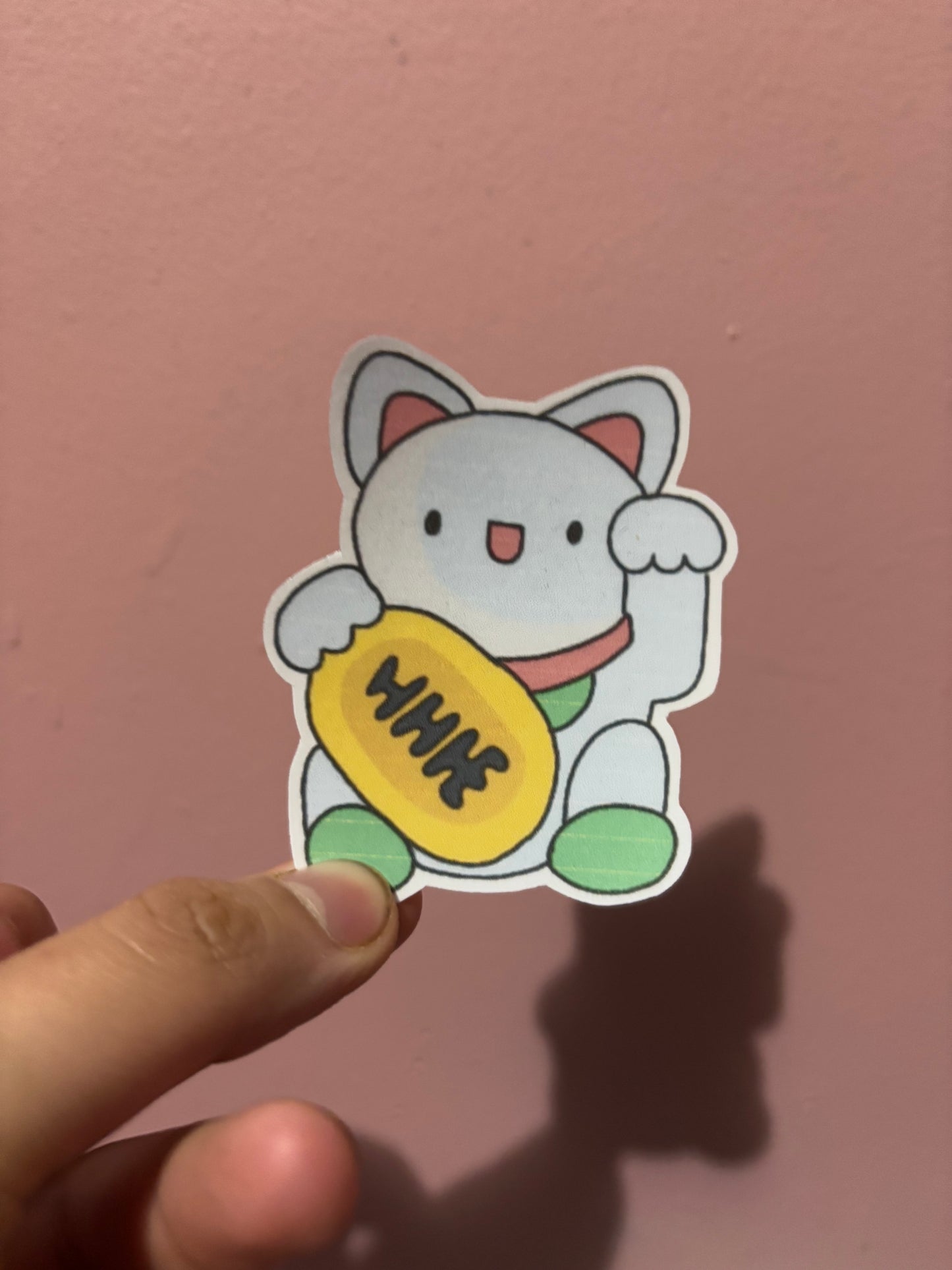 White Lucky Cat Sticker