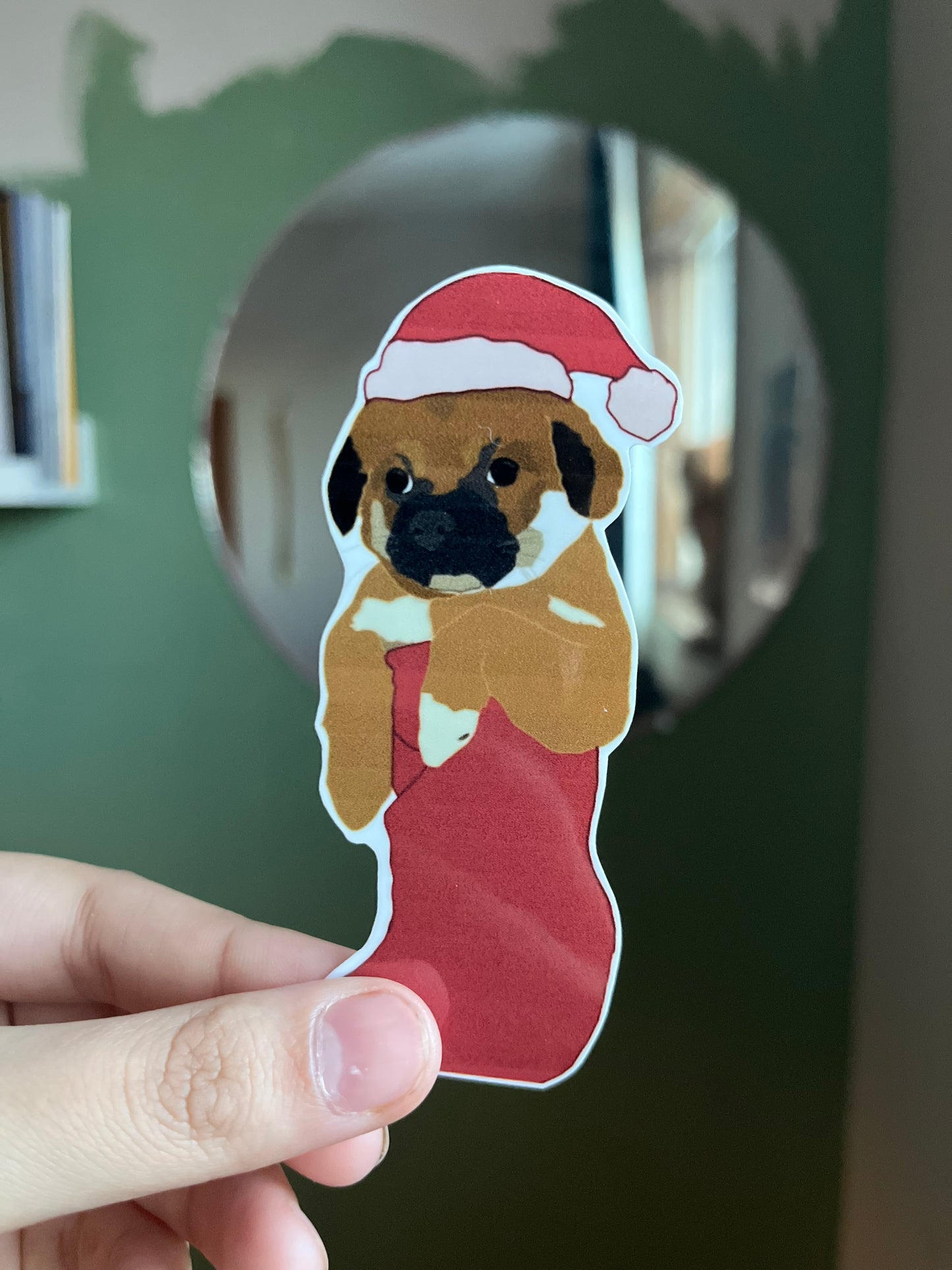Stocking Pup Christmas Sticker