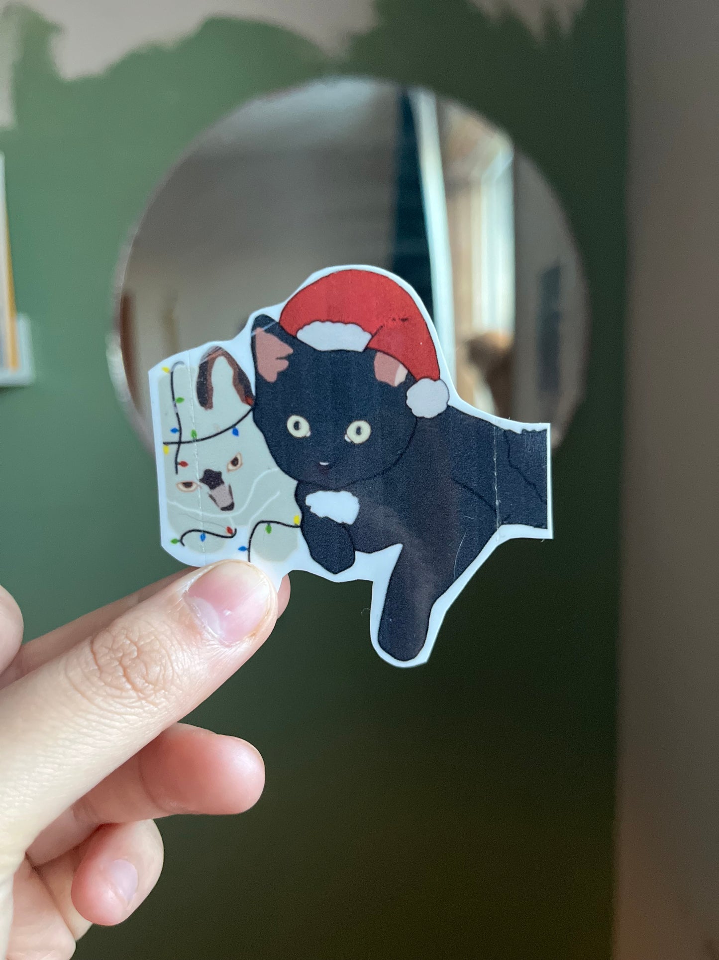 Yin and Yang Kitten Christmas Sticker