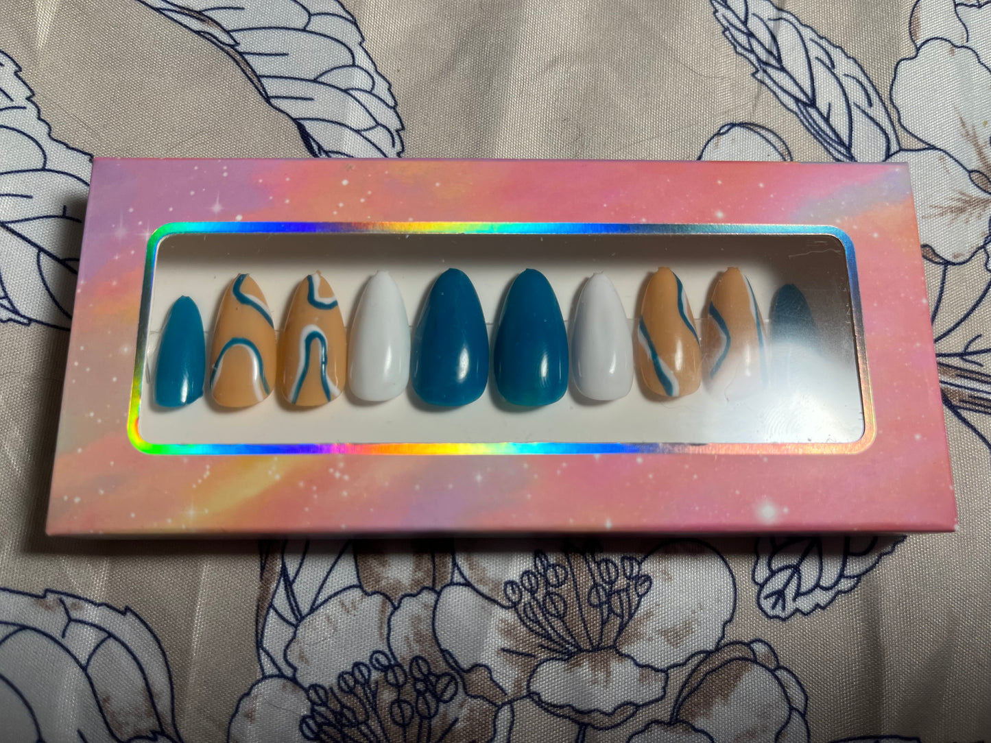 Nude Blue Press On Nails