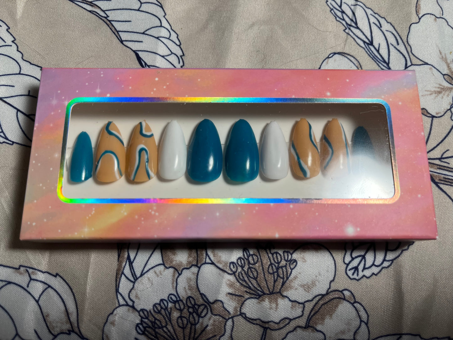 Nude Blue Press On Nails