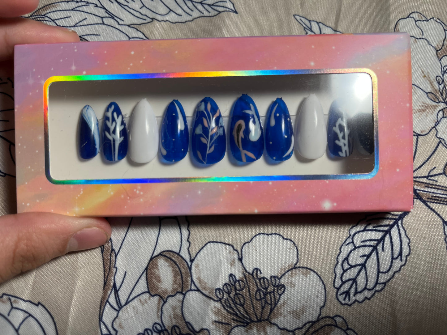 Blue Koi Press On Nails