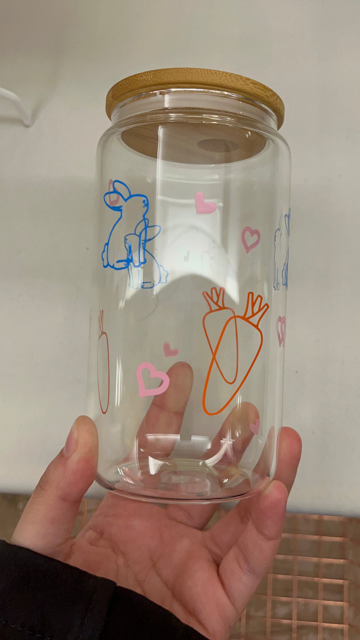 Bunny and Carrot Easter Vinyl Glass Cup