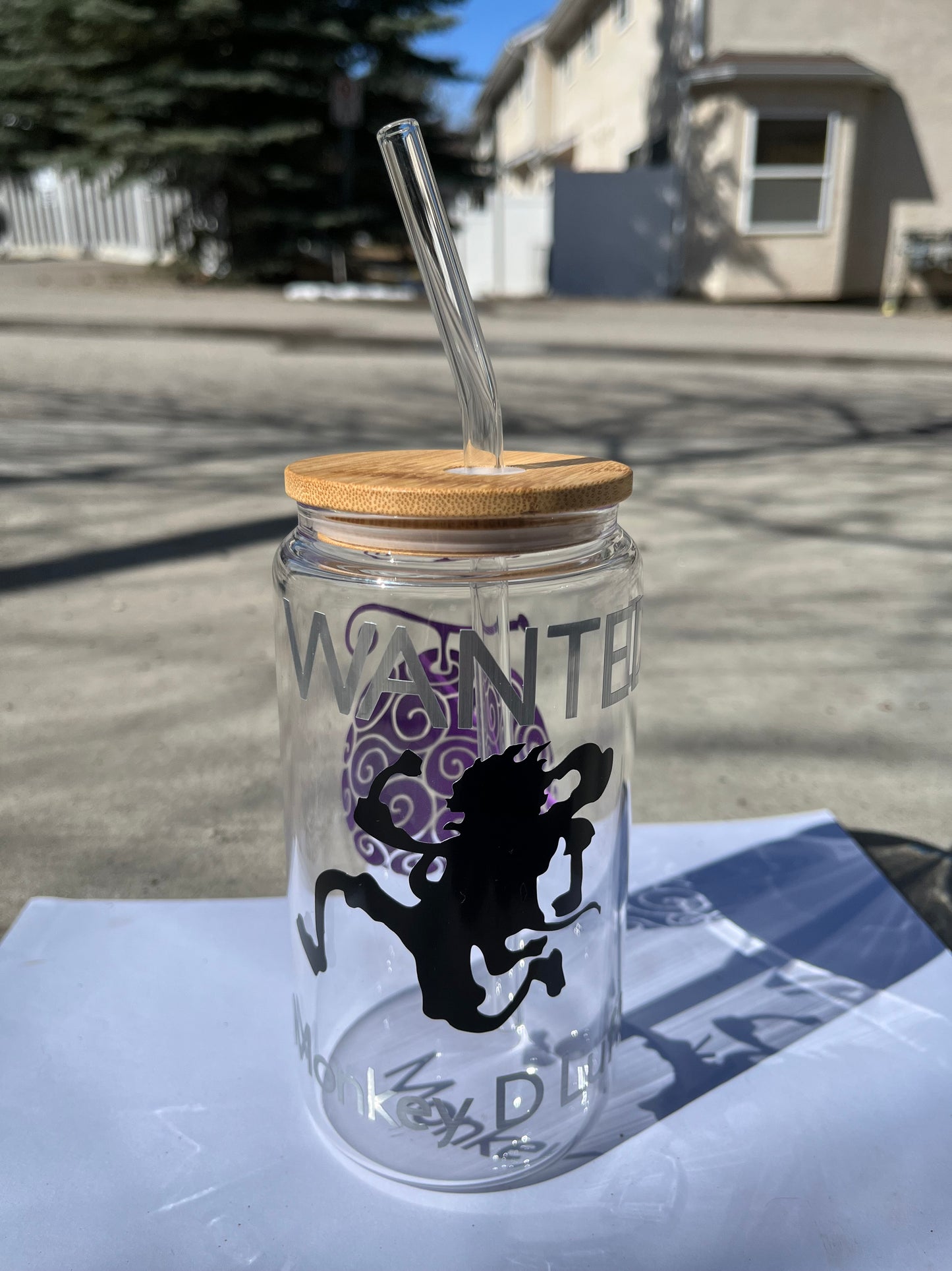 Luffy Wanted Glass Cup