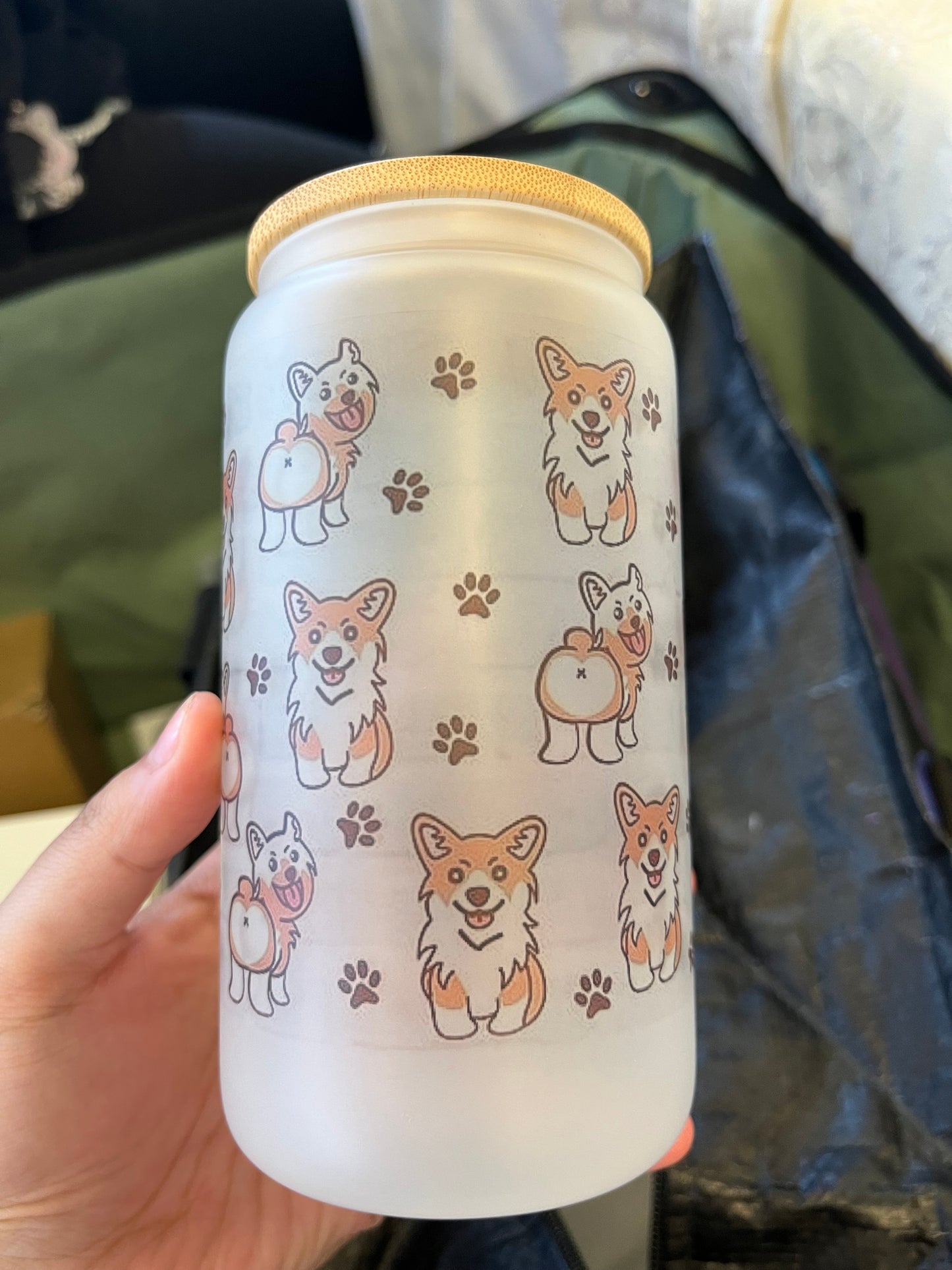 Corgi Printed Glass Cup