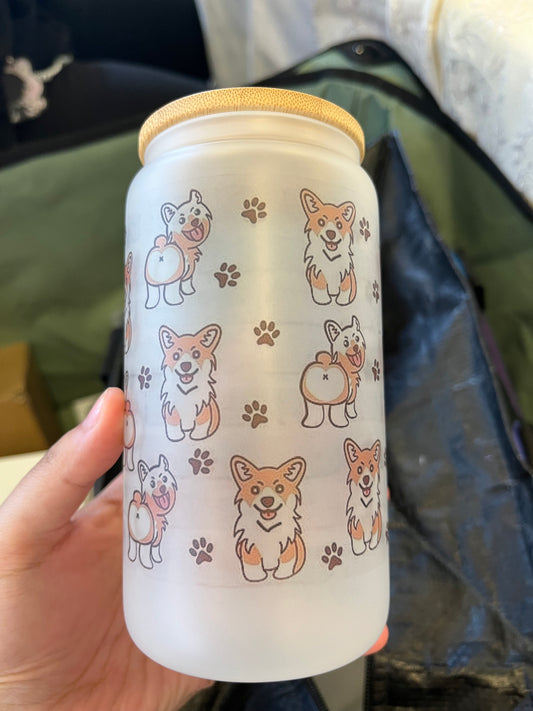 Corgi Printed Glass Cup