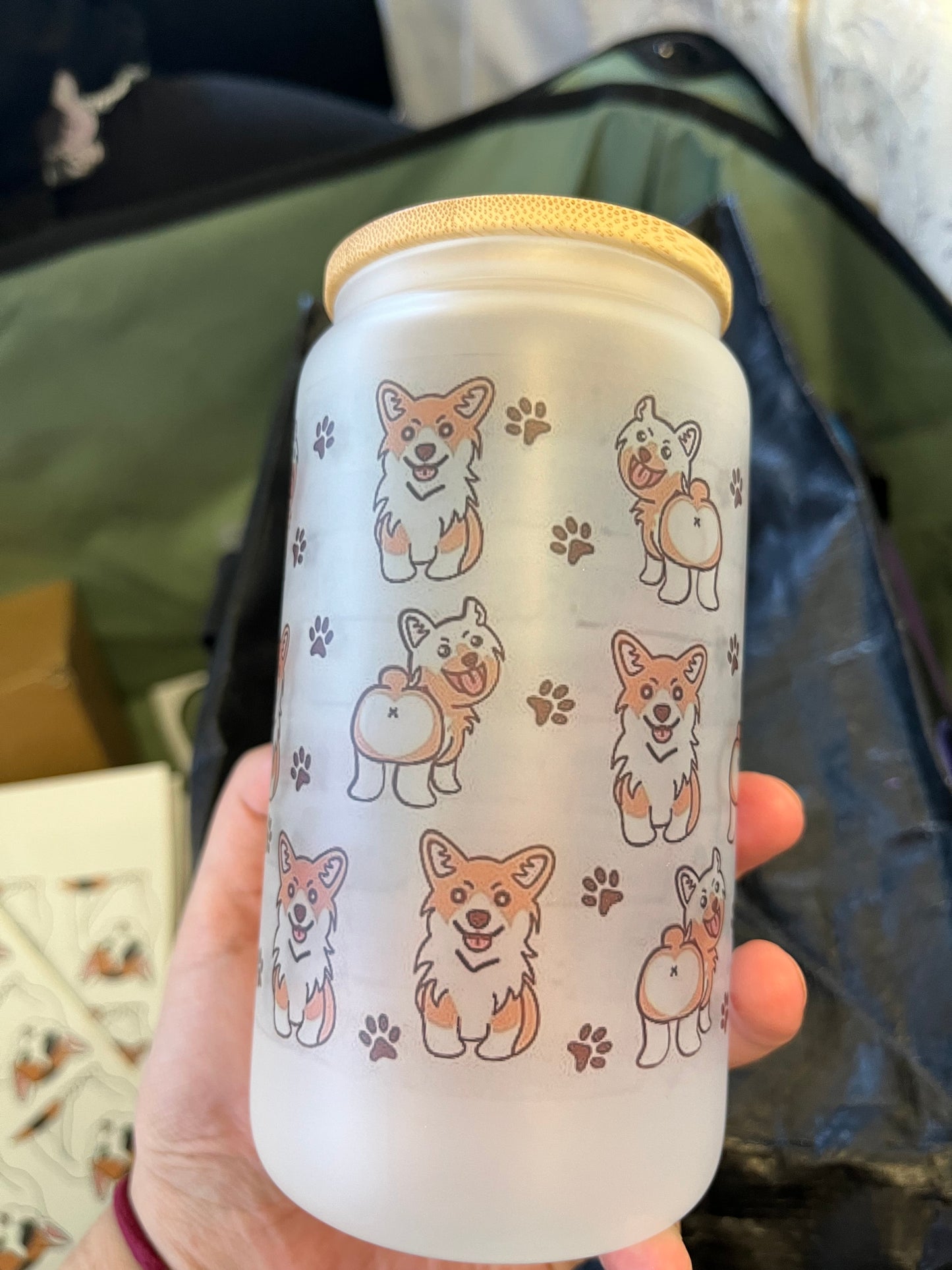 Corgi Printed Glass Cup