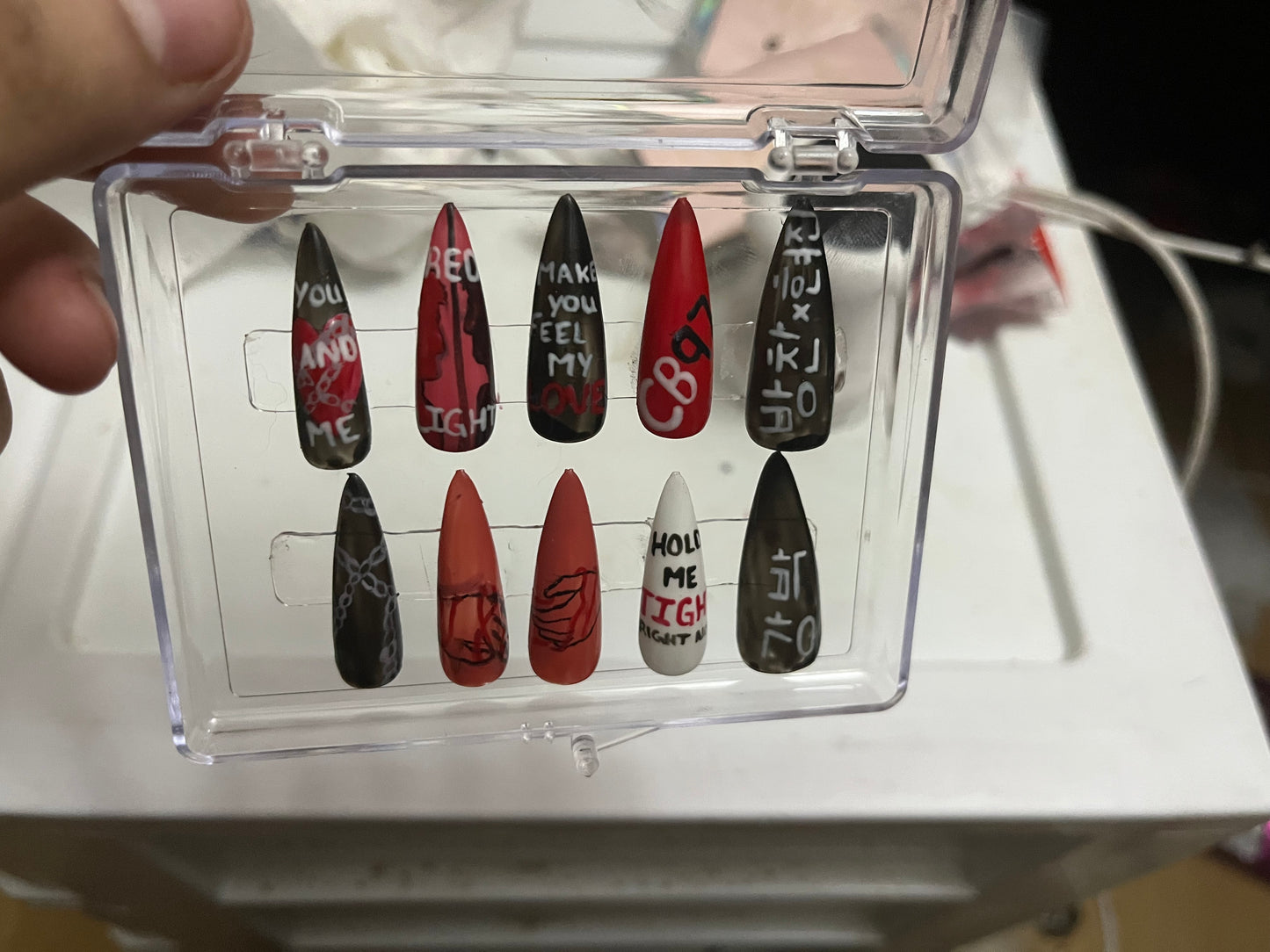 KPOP Stray Kids "Red Lights" Press On Nails