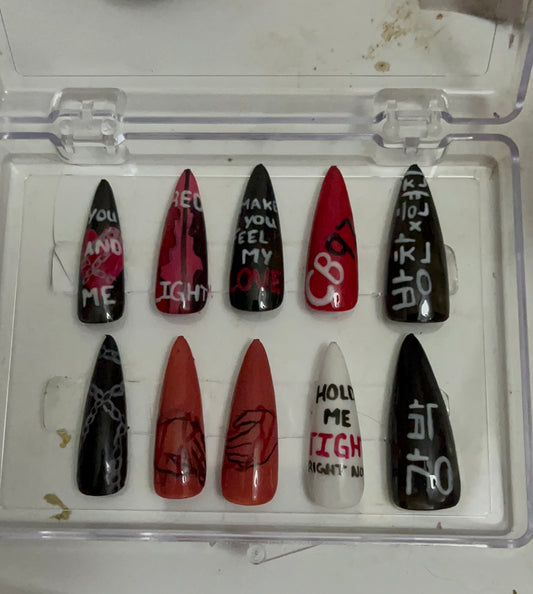 KPOP Stray Kids "Red Lights" Press On Nails