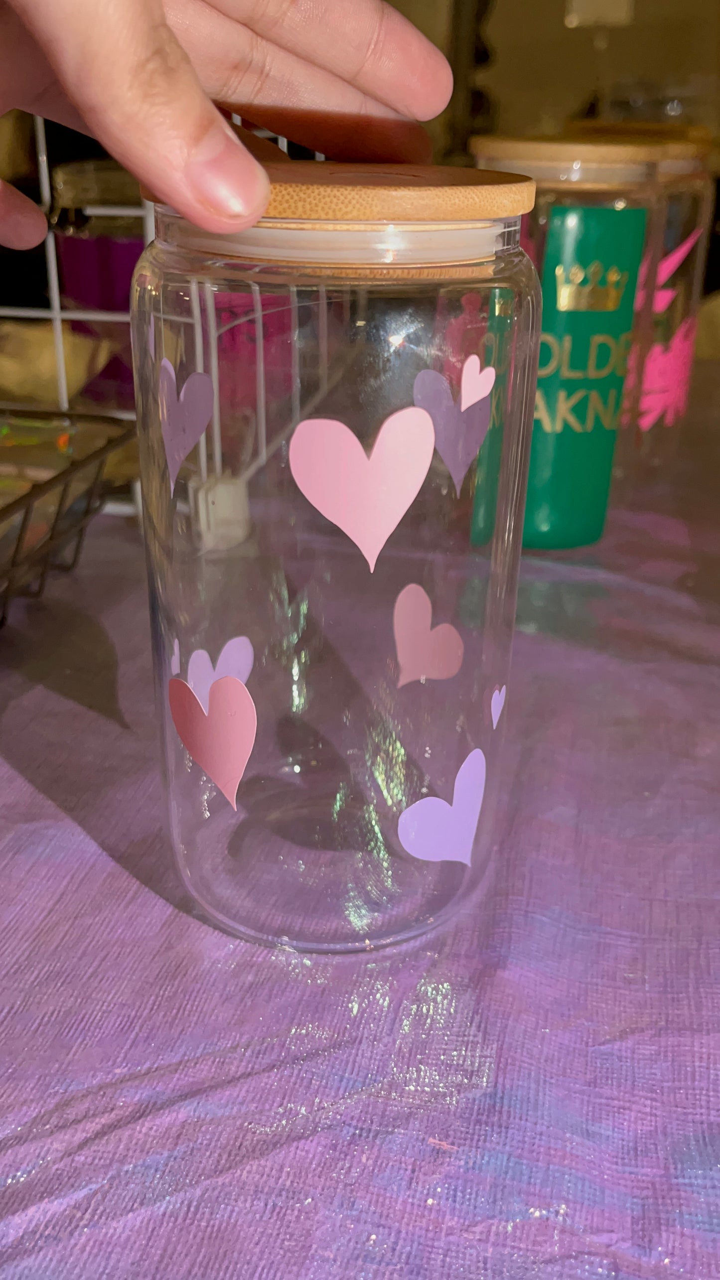 Pink And Purple Vinyl Glass Cup