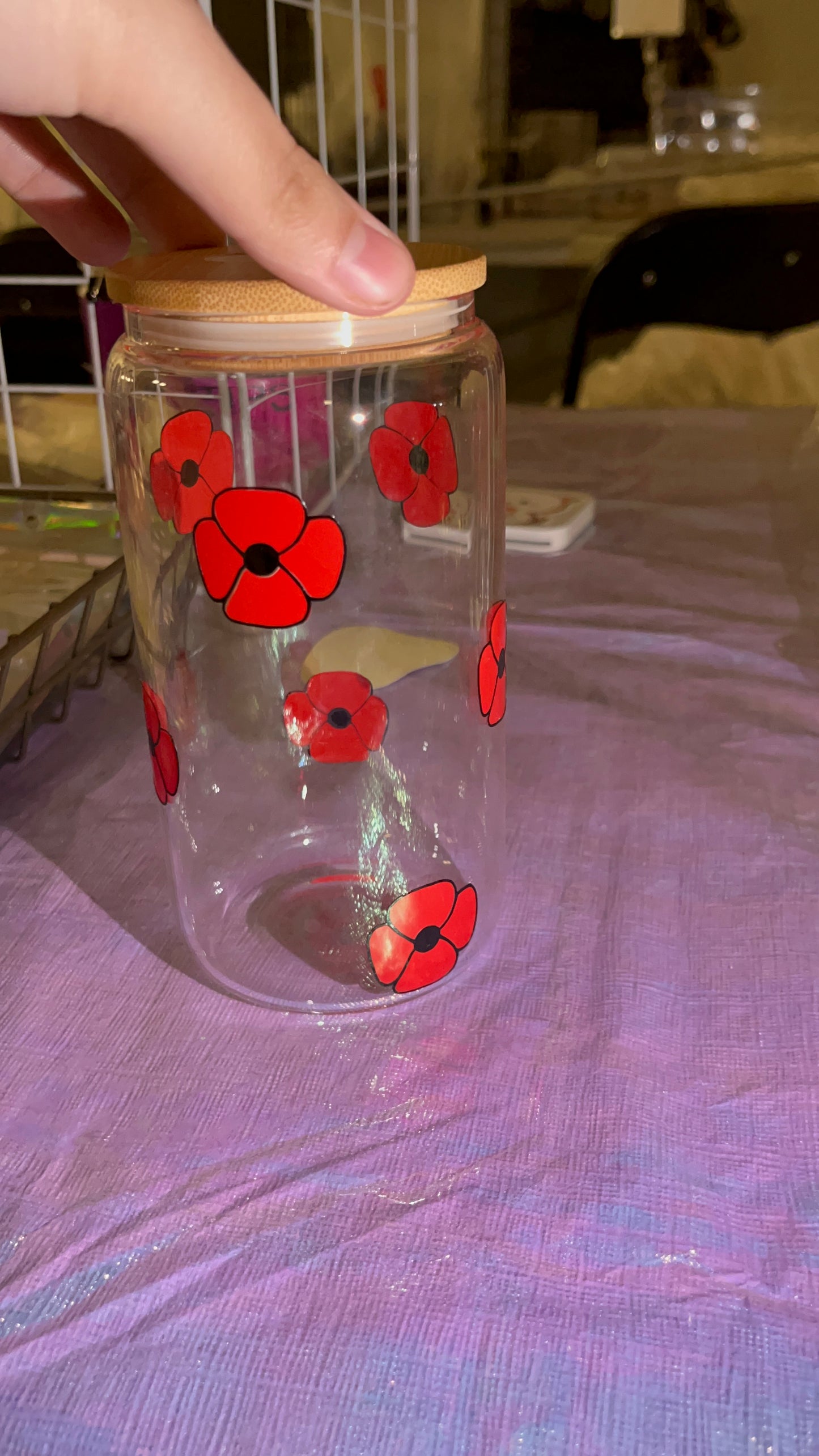 Poppy Vinyl Glass Cup